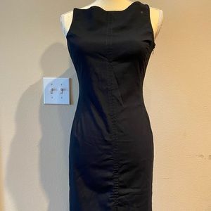 Skinny formal black dress with open front